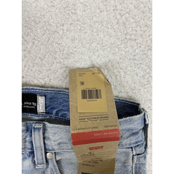 NWT Levis Silver Tab Loose Fit Jeans Light Wash Distressed Mens Size 29x30 - Picture 9 of 11